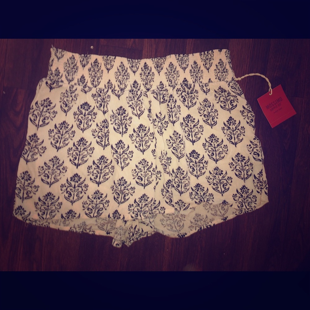 White Patterned Shorts